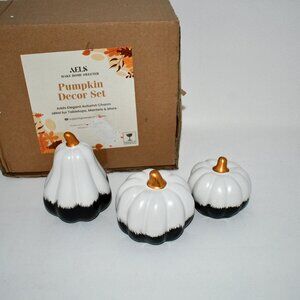 AELS Modern Ceramic Pumpkins Fall Decor Indoor, Set of 3 Chic Tabletop Decoratio